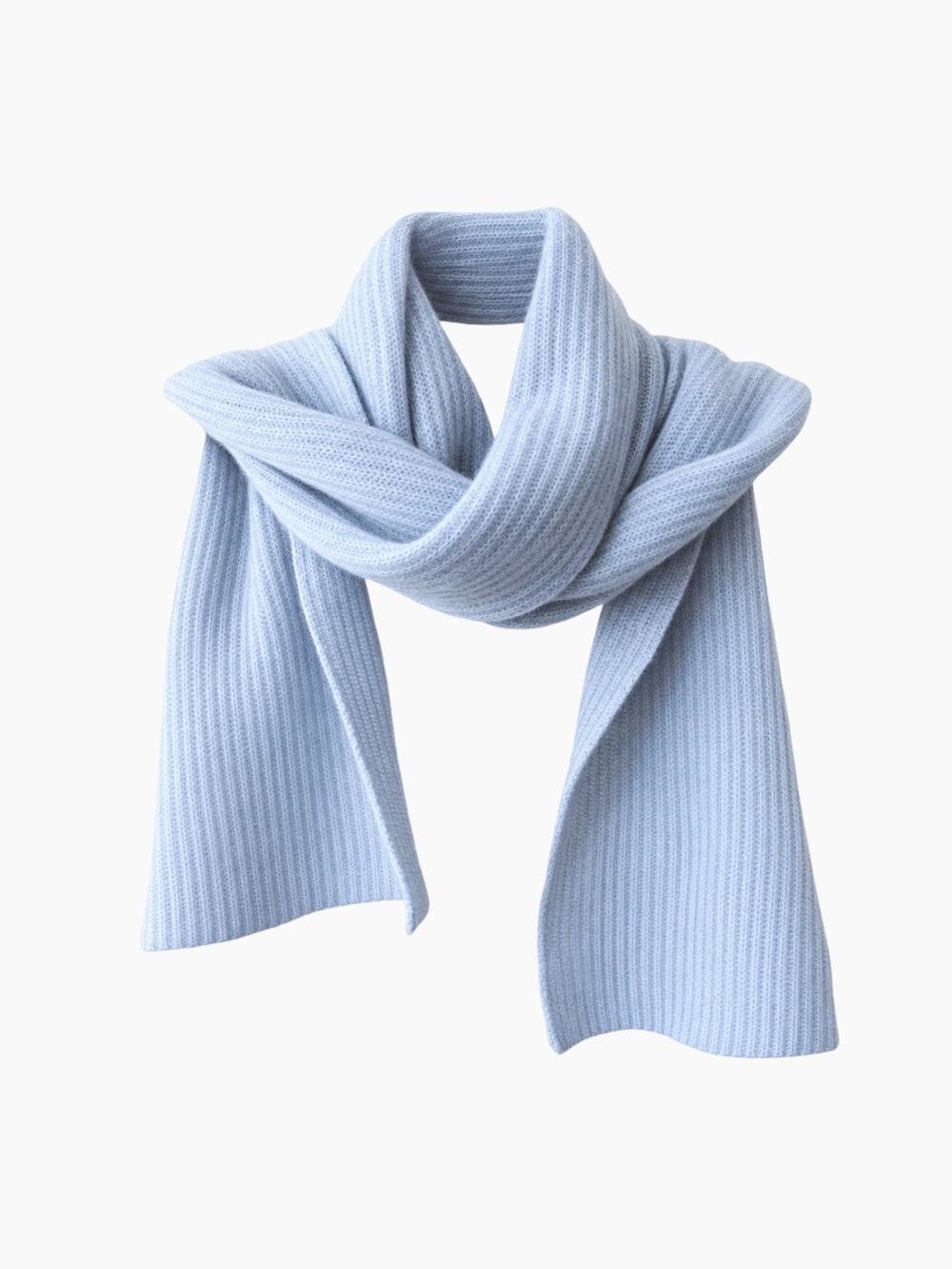 Saks 5th Avenue Blue Fog 100% Cashmere Ribbed Scarf